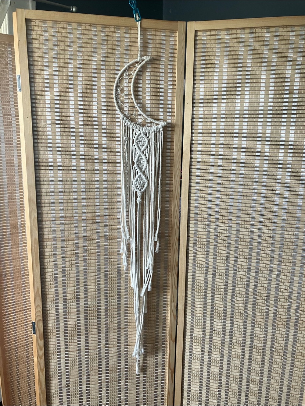 Handmade Cream Crescent Moon Macramé Wall Hanging